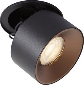 Moderne inbouwspot zwart met brons GU10 50mm - Echo