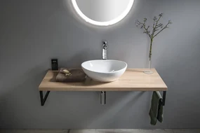 Aqualine Vega wastafelplank 103.5x45cm eiken