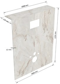 Mondiaz Hope toiletplaat solid surface 100x125cm frappe voorgeboord