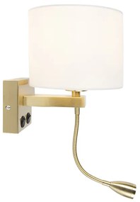LED Smart wandlamp met dimmer goud met witte kap incl. Wifi A60 - Brescia Art Deco, Modern E27 rond Binnenverlichting Lamp