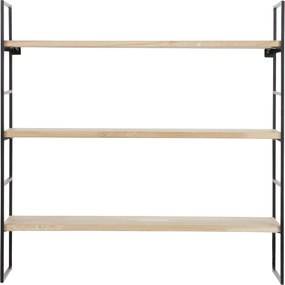 Woood Hangend Wandrek 'Meert' met 3 planken, kleur Zwart