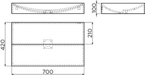 Clou Vale keramische wastafel 70cm zonder kraangaten zwart mat