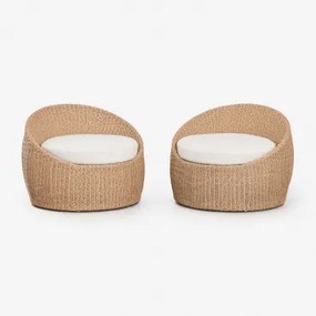 Set Van 2 Tuinstoelen Van Synthetisch Riet Clarnyx Natuurlijk - Sklum