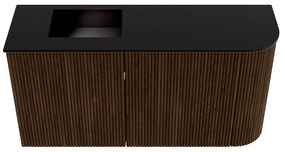 Mondiaz Joya 80cm toiletmeubel ronding rechts walnut met wastafel faye links zonder kraangat urban