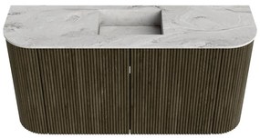 Mondiaz Joya DLux 85cm toiletmeubel ronding links/rechts shadow met wastafel faye midden 1 kraangat glace