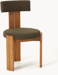 Houten eetstoel Katya met bouclé bekleding