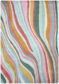 Handgetuft hoog-laag wollen vloerkleed Abstract Flow