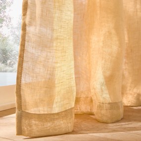 Linnen glasgordijn met gerimpelde bies en golf, ONEGA