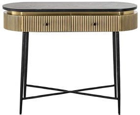 Richmond Interiors Ironville Ovale Sidetable Goud Met Ribbels - 100 X 40cm.