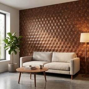 Decoratief Houten Wandpaneel | Lobelia   Rust Copper | 60×60 cm | Amerikaans Notenhout
