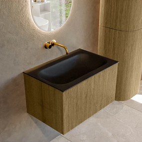 Mondiaz Kurve 70cm badmeubel dusk met 1 lade en wastafel big small midden zonder kraangat urban