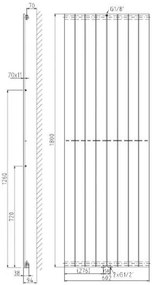 Plieger Cavallino Retto designradiator verticaal enkel middenaansluiting 1800x602mm 1205W zandsteen