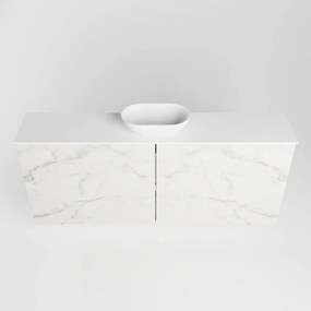 Mondiaz Fowy toiletmeubel 120cm Carrara met witte waskom midden en kraangat