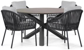 Tuinset Ronde Tuintafel 4 personen 125 cm Aluminium/rope Grijs Coco Puerto/Ancona