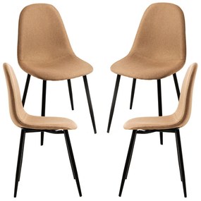 Set van 4 Zwarte Teok Stoffen Stoelen