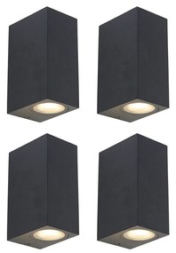Set van 4 smart wandlampen zwart IP44 incl. 8 Wifi GU10 - Baleno
