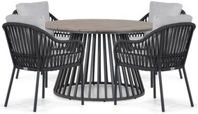 Tuinset Ronde Tuintafel 4 personen 125 cm Aluminium/rope Grijs  Coco Puerto/Sorrento