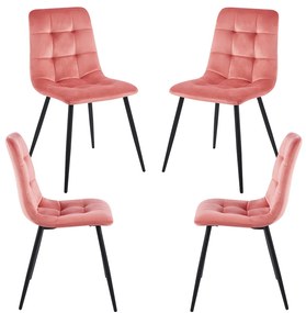 Set 4 Stoelen Stuhl Fluweel