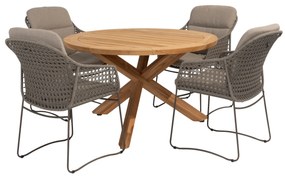Prado Moretti dining tuinset 5 delig 130 cm rond teak terre 4 Seasons Outdoor