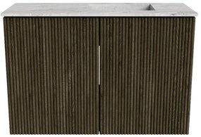 Mondiaz Joya DLux 60cm toiletmeubel shadow met wastafel faye rechts zonder kraangat glace