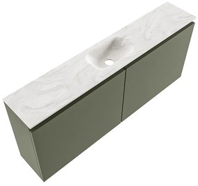 Mondiaz Ture DLux toiletmeubel 120cm army met wastafel ostra midden met kraangat