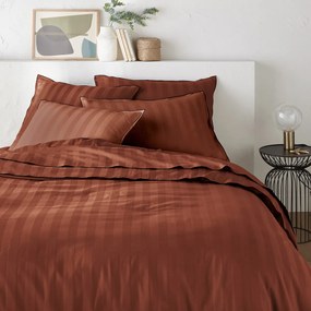 Dekbedovertrek in gewassen katoensatijn met 118 draden, streep Victor