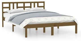 vidaXL Bedframe massief hout honingbruin 135x190 cm 4FT6 Double