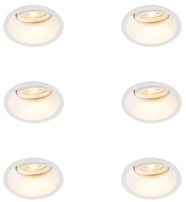 Set van 6 Inbouwspot wit draai- en kantelbaar - Alloy