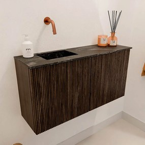 Mondiaz Joya DLux 80cm toiletmeubel walnut met wastafel faye links zonder kraangat lava