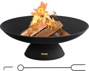 VEVOR Vuurkorf Buiten 76 cm Diameter Vuurschaal Zwarte Outdoor Fire Bowl Gemaakt van Geschilderd Gietijzer met 2-in-1 Functionele, Basis en Brandhoutstok Toegepast in Tuinen Parken Achtertuinen enz