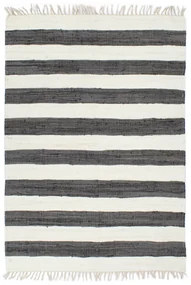 vidaXL Vloerkleed chindi handgeweven 160x230 cm katoen antraciet wit