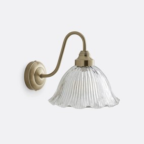 Wandlamp in geribbeld glas en messing, Iloa