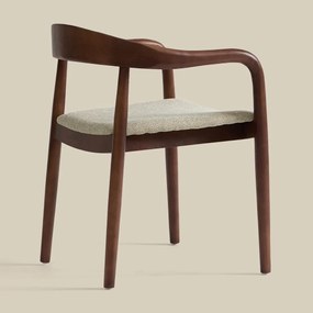 Eetkamerstoel Walnoot Hout Met Beige Zitting