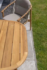 4 Seasons Outdoor Nora dining set naturel teak met Capri tafel 240 x 110 cm  Tuinset    beige weerbestendig