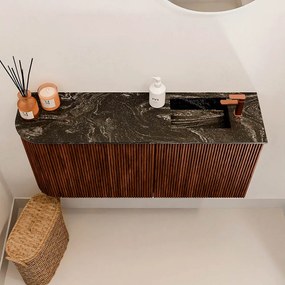 Mondiaz Joya DLux 90cm toiletmeubel ronding links ruby met wastafel faye rechts 1 kraangat lava