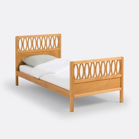 Vintage bed met lattenbodem, massief grenen, Malaya