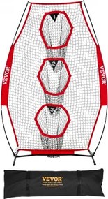 VEVOR Football Coach Werpnet Oefennet (168 x 77 x 245 cm) met 3 doelvakken en draagbare opbergtas en riemen, Werpdoeltraining voor de nauwkeurigheid van quarterback-passen, Rood