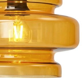 Retro vloerlamp zwart met oranje glas - Denise Retro E27 rond Binnenverlichting Lamp