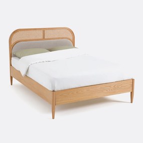 Bed in rotan en fluweel met beddenbodem Buisseau