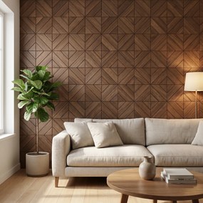 Decoratief Houten Wandpaneel | Clover Brown | 60×60 cm | Amerikaans Notenhout