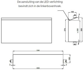 Hotbath &More frameless inbouwnis met verlichting 30x60x10cm geborsteld koper PVD
