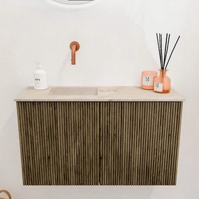Mondiaz Joya DLux 70cm toiletmeubel dusk met wastafel faye links zonder kraangat frappe