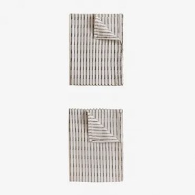Set Van 2 Oziel Katoenen Keukenhanddoeken Beige – Crème - Sklum