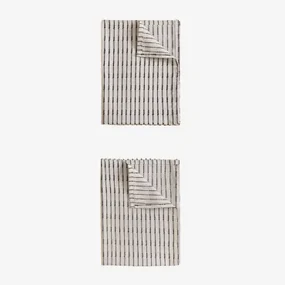 Set Van 2 Oziel Katoenen Keukenhanddoeken Beige – Crème - Sklum
