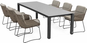 4 Seasons Outdoor Aprilla tuinset pure met Goa tafel antraciet 220 cm * Sale * Tuinset   beige weerbestendig