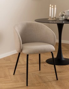 CLARA Beige (stof Monza 24)/zwarte poten - MODERNE GESTOFFEERDE KUIPSTOEL VOOR WOONKAMER/EETKAMER/KANTOOR LOFT