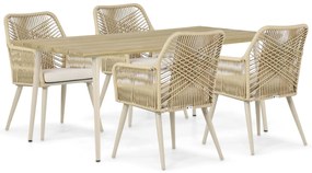 Tuinset 4 personen 180 cm Aluminium/rope Taupe Coco Vedra/Montana
