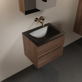 Mondiaz Aivy badmeubel 60cm mocha met wastafel solid surface urban midden zonder kraangat en spiegelkast