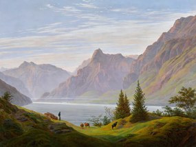Kunstreproductie A Mountain Lake in the Morning, Caspar David Friedrich