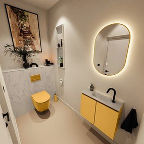 Mondiaz Ture DLux toiletmeubel 60cm ocher met wastafel opalo midden met kraangat